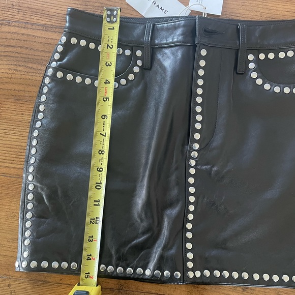 Frame studded black leather mini skirt Size 27 - Picture 5 of 10